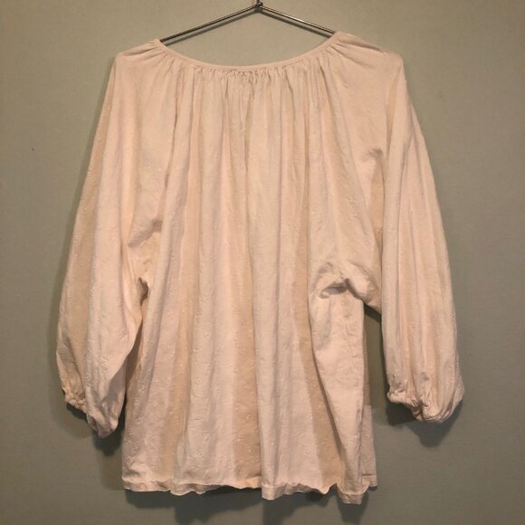 J. Crew Cotton Blend Long Sleeve Fancy Top White - with Laces 2X - Picture 5 of 6